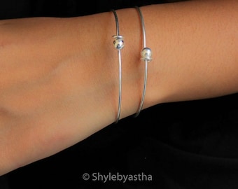 Adya Lightweight Quirky Bangle Pair, 925 Sterling Silver Bangle Bracelet, Gift for Her,Indian Silver Handcrafted Oxidized Chudi, Bangle Kada