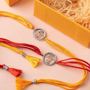 925 Sterling Silver Adya Ganesha Shubh Rakhi , Handcrafted Indian Silver Rakhi with 925 Stamp, Rakhi for Brother/Sister/Kids, Rakhi bracelet
