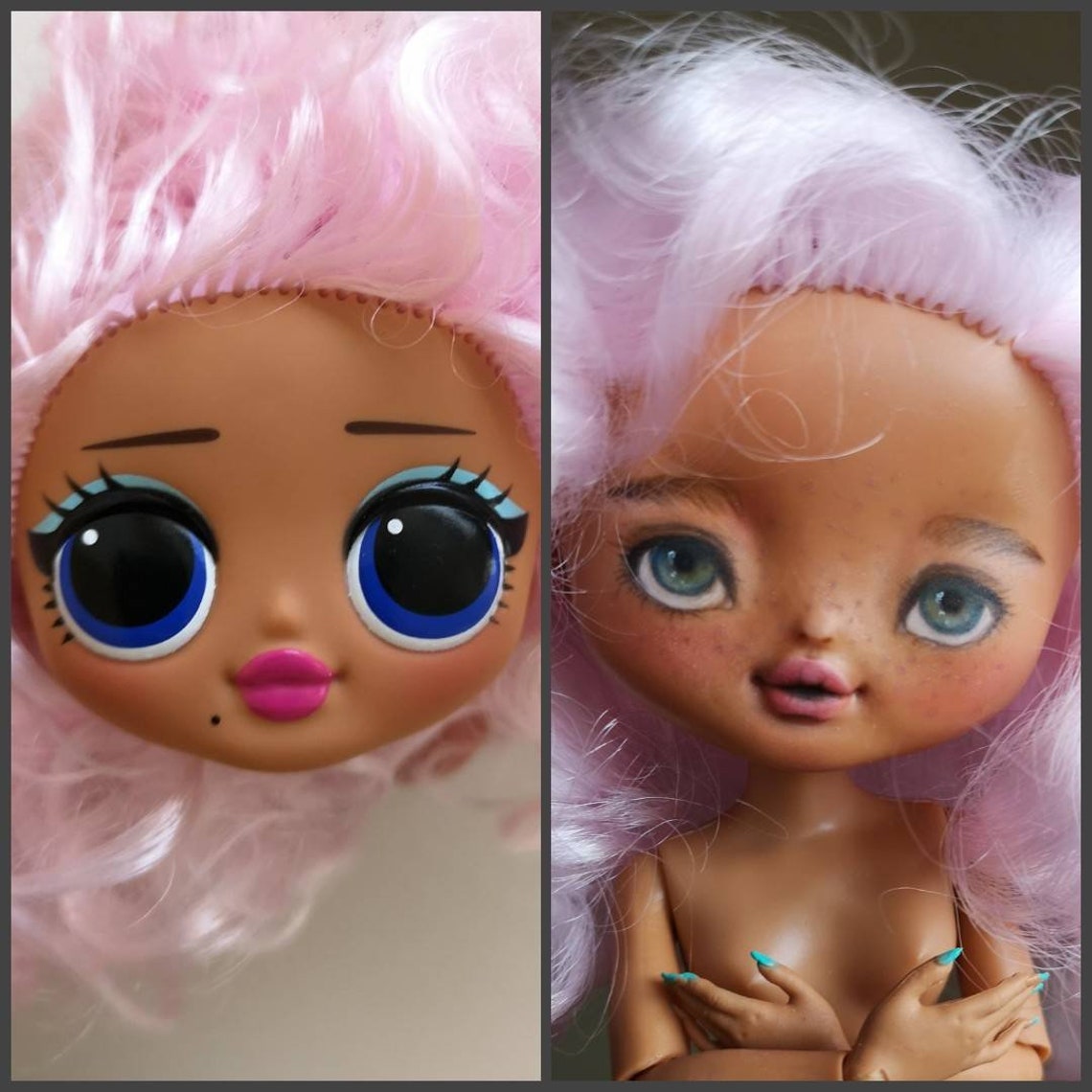 Lol Omg custom. Ooak Omg Lol. Ooak Doll with pink hair. | Etsy