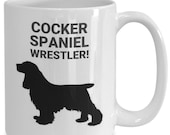 COCKER SPANIEL WRESTLER, Ceramic, White, Hot Chocolate, Hot Tea, Coffee Cups