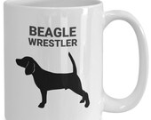 BEAGLE WRESTLER, Ceramic, White, Hot Chocolate, Hot Tea, Coffee Cups