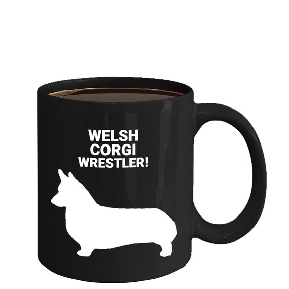 Stainless Steel Hot Or Cold Drinks WELCH CORGI WRESTLER Black Tumblers Vacuum Insulated Double Walled