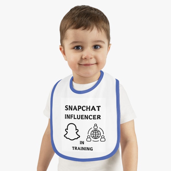SNAPCHAT INFLUENCER In TRAINING, Baby Bib, Unique, Thoughtful, Humorous, Baby Gift, Baby Contrast Trim Jersey Bib