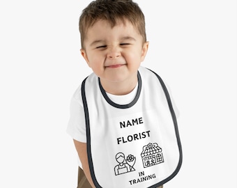 FLORIST In Training, Bavaglini personalizzati per neonati e neonati, Regalo per baby shower, Regalo unico per neonati, Bavaglino in jersey con finiture a contrasto