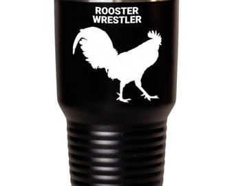 ROOSTER WRESTLER, Rooster Lovers Mug, Rooster Lovers Gift, Barn Rooster Mom, Gift for Rooster Owners, Hot or Cold Drinks, Black Tumblers