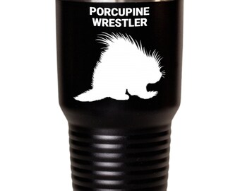 PORCUPINE WRESTLER, Porcupine Lovers Mug, Porcupine Lovers Gift, Porcupine Mom Gift, Gift for Porcupine Owners, Black Tumblers