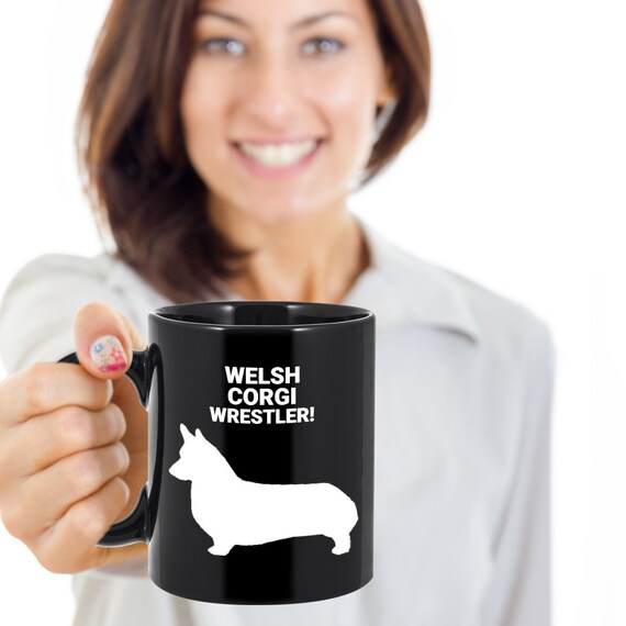 Stainless Steel Hot Or Cold Drinks WELCH CORGI WRESTLER Black Tumblers Vacuum Insulated Double Walled