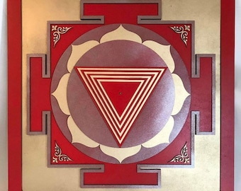 Bhairavi Yantra wooden sculpture 3D vitality blessed and fully activated traditional