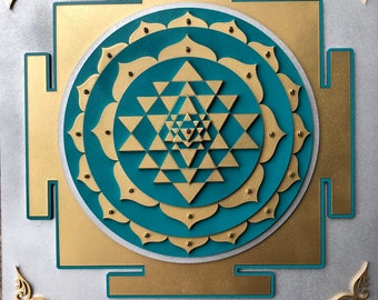 Sri Yantra, Tripurasundar,wall art,decor,Art for Healing,activated and blessed,handmade,laser cut,3D sculpture