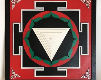 Kali Yantra wooden sculpture 3D divine love blessed and fully activated traditional edition