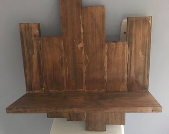 rustic candle holder and floating shelf