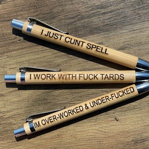 Rude Joke Funny Bamboo Pennen - Werkcollega's Vrienden, Cadeau, Scherts, Gepersonaliseerd - Gratis levering