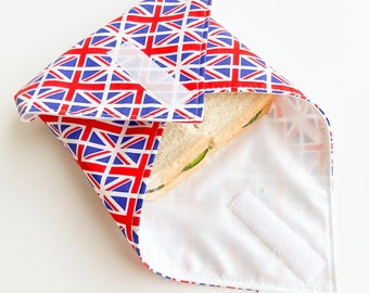 Kings Coronation Sandwich Wrap -  Reusable Lunch Wrap - Reuse Snack / Food bag - Sustainable Eco Friendly Gift - Union Flag Print