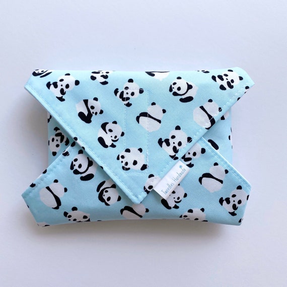 Zero Waste Sandwich Wrap, Reusable Lunch Wrap, Pale Blue Panda design, Waterproof, Eco Friendly, Waste Free,