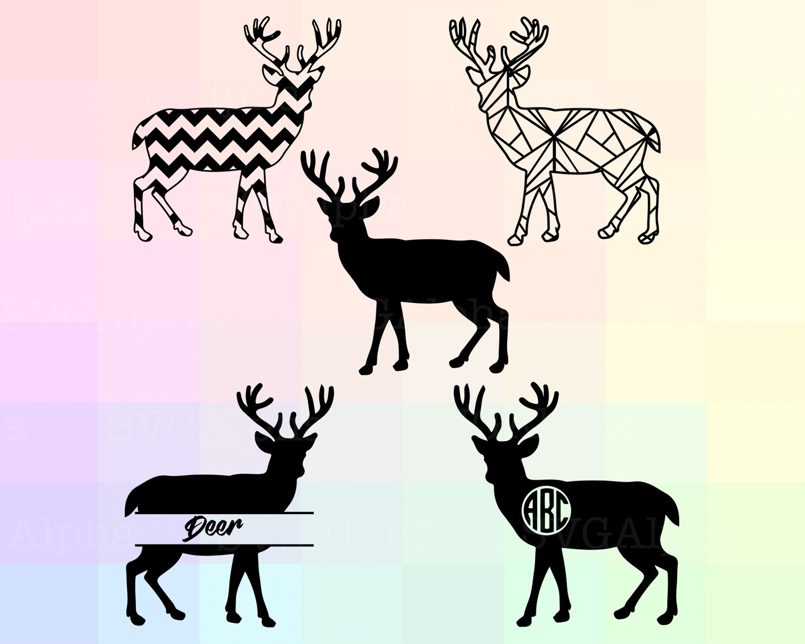 Deer SVG File Monogram Deer Cricut SVG Split Deer Dxf | Etsy