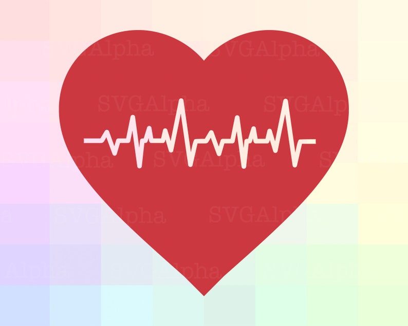Beating Heart SVG File Heartbeat Clipart Beating Heart Dxf | Etsy