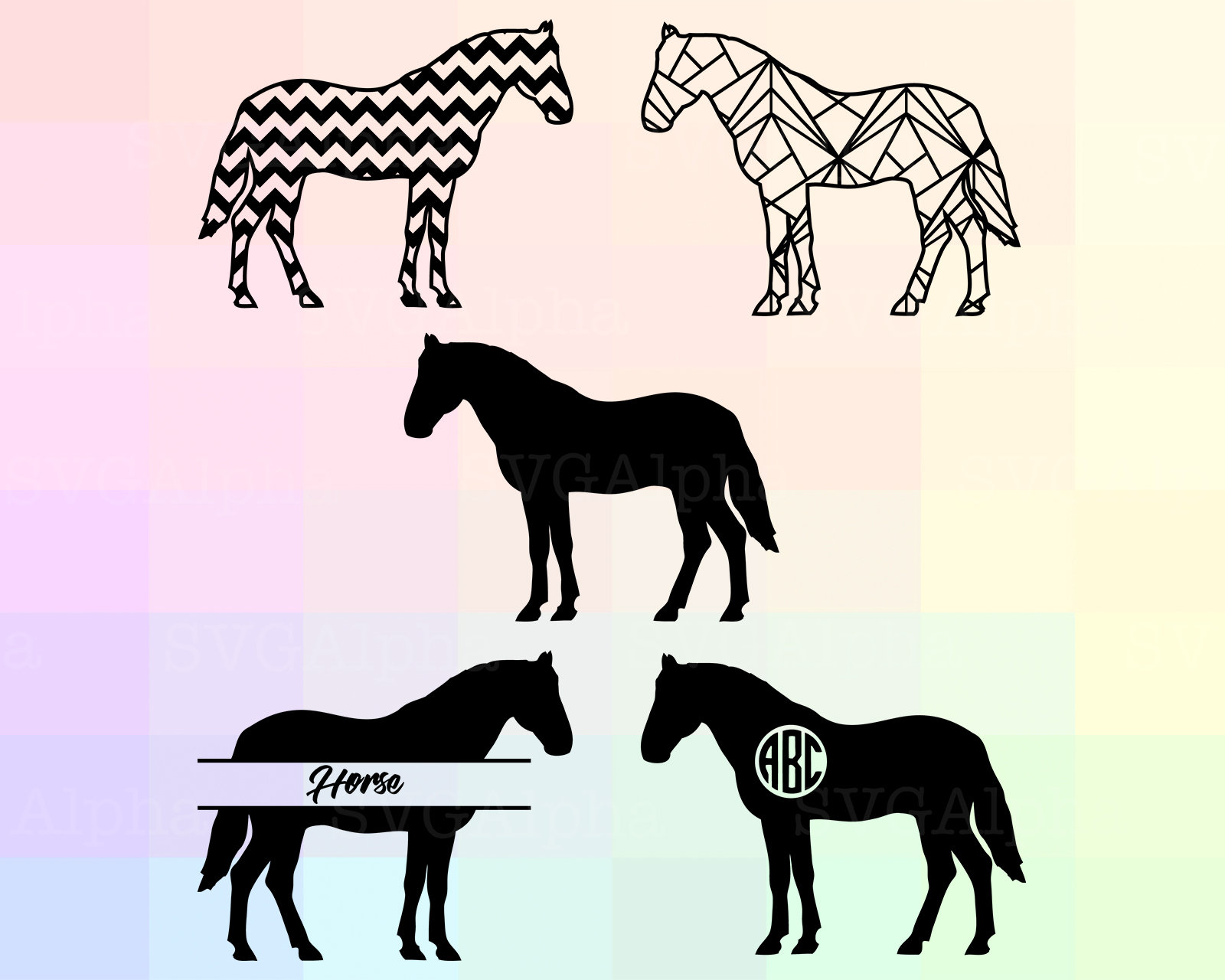 Download Horse SVG File Monogram Horse Cricut SVG Split Horse Dxf | Etsy