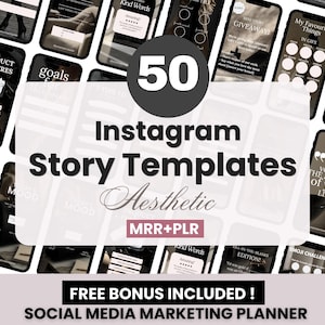 50 plantillas de historias de interacción de Instagram con temática oscura, con derechos de reventa y marca privada, plantillas de historias editables estéticas, historias de Instagram DFY