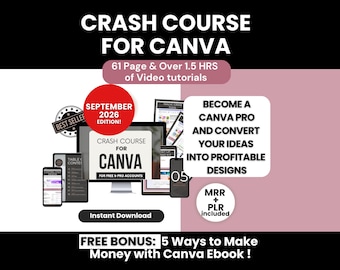 Crash Course for Canva with Master and Private Label Rights, MRR/PLR Canva Guide with Video Tutorials, Done-for-You Canva Course to Resell