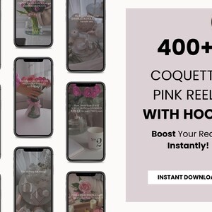 1100+Pink Aesthetic Faceless Reels and Posts for Instagram with MRR and PLR, Instagram Pink Stories, DFY Pink Social Media Templates Bundle image 3