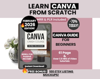 Canva Guide for Beginners with Master Resell Rights, MRR/PLR Canva Guide with Video Tutorials, Done-for-You Canva Crash Course to Resell