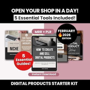 Digital Products Starter Kit with Master Resell Rights, How to Create and Sell Digital Products Bundle to Sell on Etsy for Passive Income