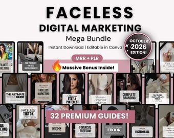 Complete Digital Marketing Kit with PLR & Master Resell Rights | 32 Done-for-You Ebooks to Sell for Passive Income | Faceless Marketing Kit
