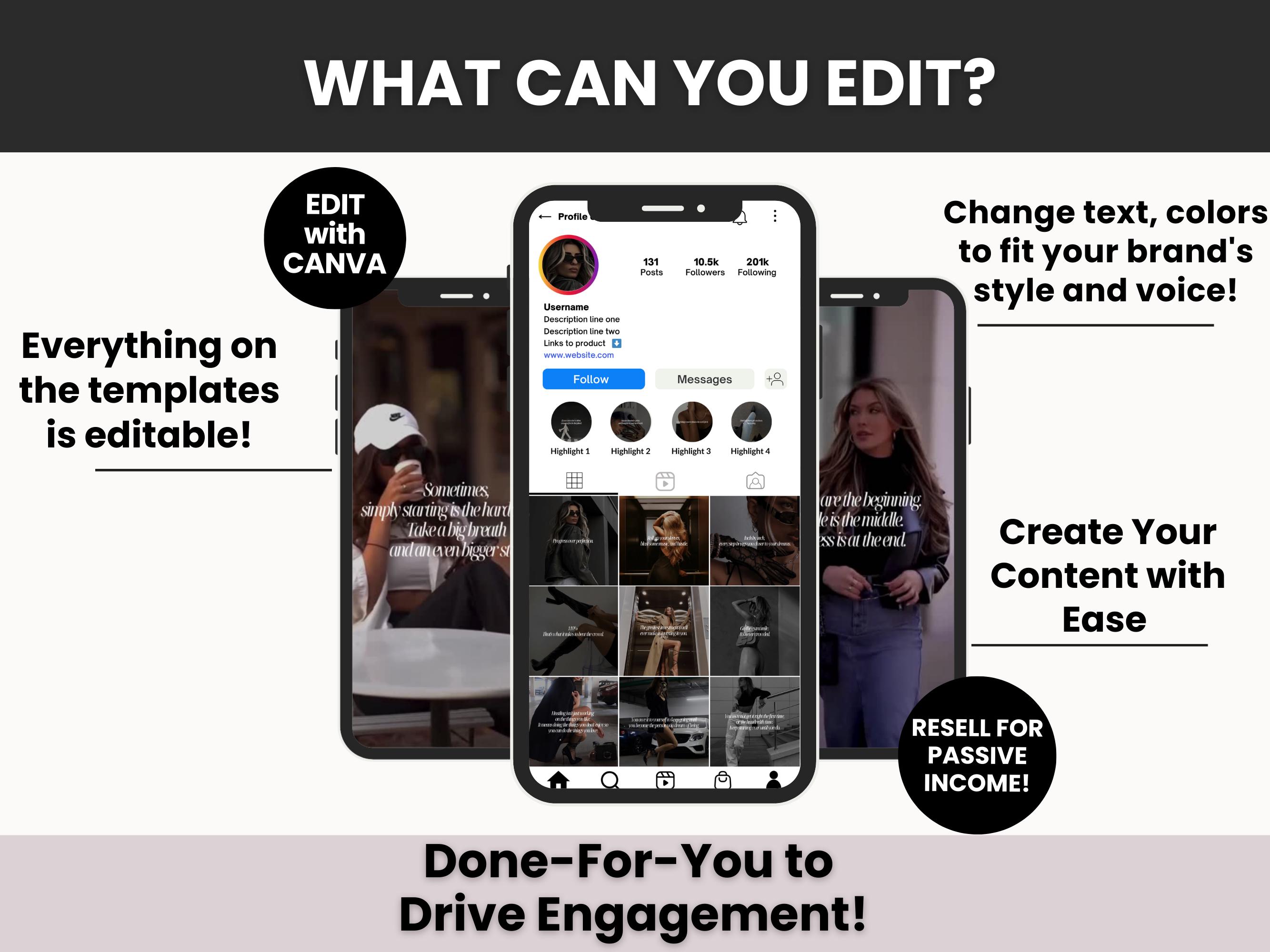 100 Hustling Mindset Woman Reels and Posts for Instagram With Master ...