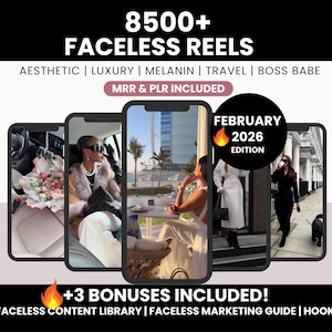 Paquete de más de 8500 reels sin rostro con derechos de reventa y PLR, reels estéticos de lujo para Instagram, videos de marketing digital sin rostro listos para usar