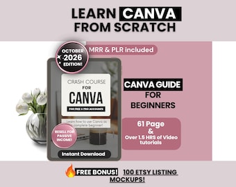 Canva Guide for Beginners with Master Resell Rights, MRR/PLR Canva Guide with Video Tutorials, Done-for-You Canva Crash Course to Resell