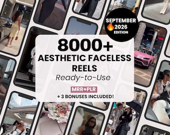 8000+ Aesthetic Faceless Reels Bundle with MRR and PLR, Ready-to-Use Instagram Reels, Luxury Faceless Videos for Content Creators