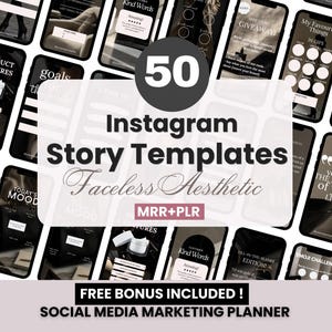50 dunkle Instagram Engagement Story-Vorlagen mit Master Resell- und Privatmarkenrechten, ästhetisch bearbeitbare Story-Vorlagen, DFY IG Stories