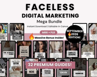 Complete Digital Marketing Kit with PLR & Master Resell Rights | 32 Done-for-You Ebooks to Sell for Passive Income | Faceless Marketing Kit