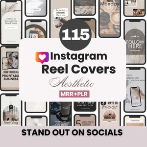 115 plantillas de portadas para Reels de Instagram con derechos de reventa y derechos de marca privada, portadas editables, diseños de portadas para Reels de Instagram para revender.