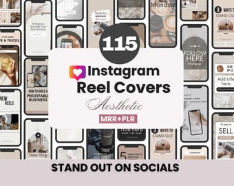 115 Instagram-Reel-Cover-Vorlagen mit Master-Resell-Rechten und Handelsmarkenrechten, bearbeitbaren Reel-Covern und IG-Reel-Cover-Designs zum Weiterverkauf