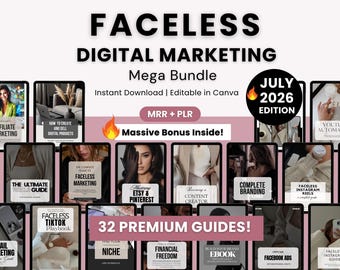 Complete Digital Marketing Kit with PLR & Master Resell Rights | 32 Done-for-You Ebooks to Sell for Passive Income | Faceless Marketing Kit