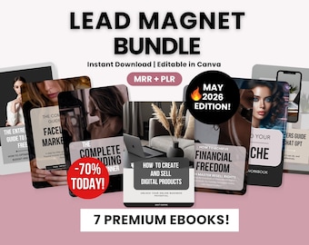 Lead Magnet Ebooks for Digital Marketing with MRR & PLR, Editable Lead Magnet Templates, Customizable Lead Magnet Ebooks, Lead Magnet Bundle