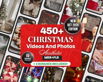 450+Christmas videos and Photos for Instagram, Christmas Videos Bundle,  Social Media Festive Reels Pack, Holiday Video Bundle MRR PLR