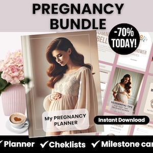 Digital Pregnancy Bundle with MRR and PLR, Canva Template Pregnancy Planner with Master Resell Rights, Dfy Editable Pregnancy Checklist PLR