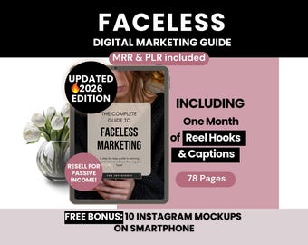 Faceless Digital Marketing Guide with PLR and MRR, Learn and Resell Faceless Marketing Strategies Course, Done-For-You Passive Income Ebook