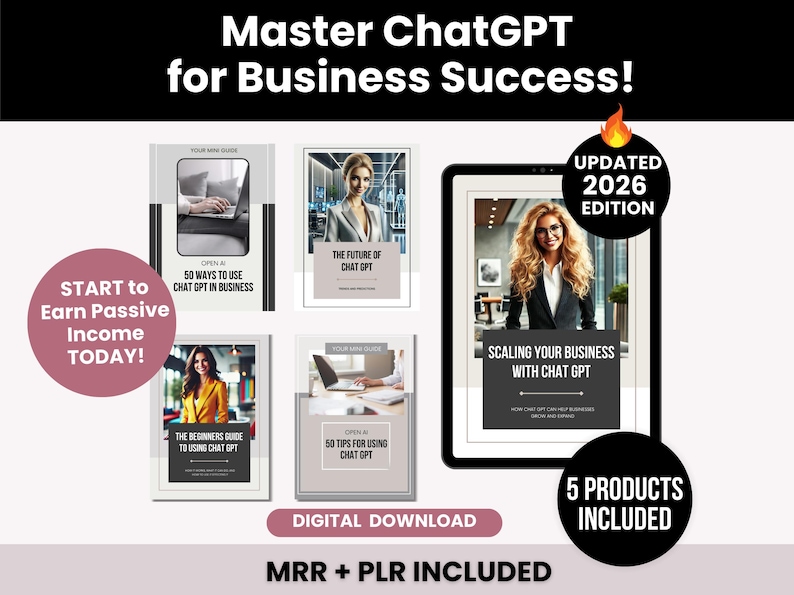 ChatGPT Guides For Business Growth with Master Resell Rights, Done for You ChatGPT Bundle to Sell on Etsy, PLR ChatGPT Small Business Guide image 2
