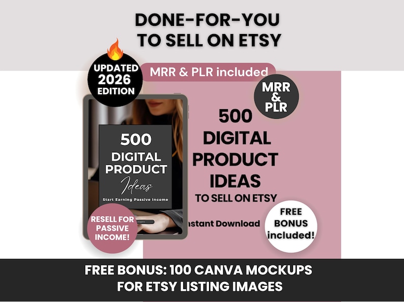 500 Digital Product Ideas to Sell on Etsy with Master Resell Rights and Private Rights, PLR, Bestselling Etsy Products for Passive Income image 1