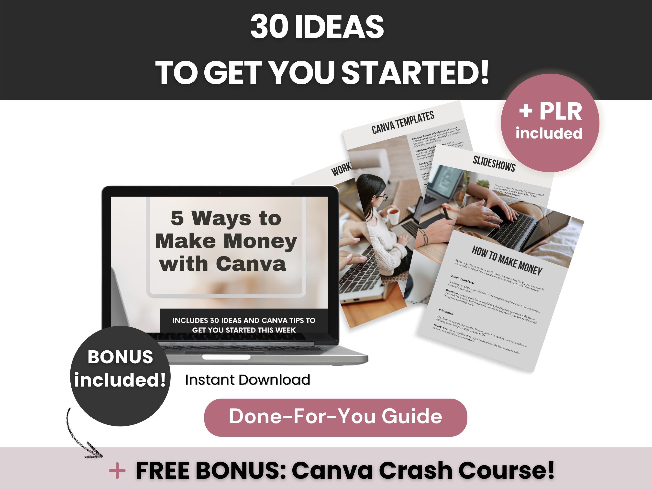 5 Ways to Make Money With Canva PLR Guide, Canva Money-making Guide ...