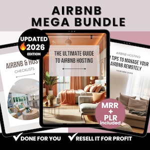 Airbnb Canva Templates Bundle mit Master Wiederverkaufsrechten, PLR Welcome Book, Gästebuch, Printables, Checklists & Gästebuch