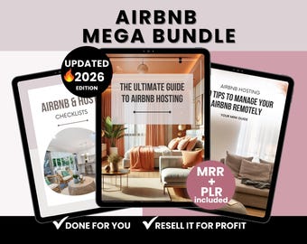 Airbnb Canva Templates Bundle with Master Resell Rights, PLR Welcome Book, Hosting Guide, Checklists, Printables & Guest Book