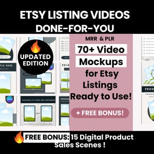 Etsy Listing Video Mockups with Master Resell Rights, Private Label Rights Etsy Video Templates, Done-For-You Etsy Listing Mockups