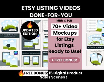 Etsy Listing Video Mockups with Master Resell Rights, Private Label Rights Etsy Video Templates, Done-For-You Etsy Listing Mockups
