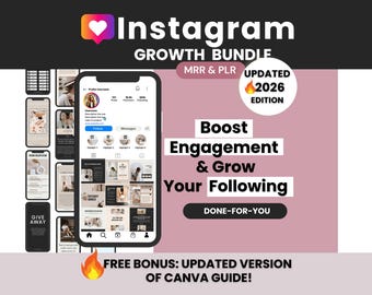 Instagram Engagement Stories and Posts Templates with PLR & MRR, Done-For-You Social Media Templates Bundle, Faceless Instagram Business