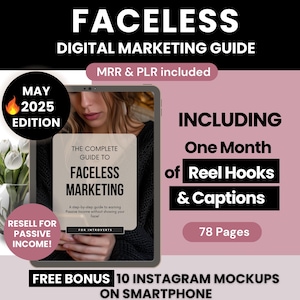 Faceless Digital Marketing Guide with PLR and MRR, Learn and Resell Faceless Marketing Strategies Course, Done-For-You Passive Income Ebook