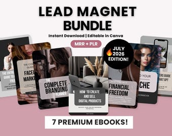 Lead Magnet Ebooks for Digital Marketing with MRR & PLR, Editable Lead Magnet Templates, Customizable Lead Magnet Ebooks, Lead Magnet Bundle